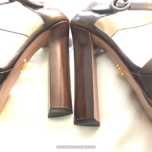 GORGEOUS PRADA "MARY JANE" OPEN TOE PLATFORM HIGH HEELS SHOES SZ 36 1/2 EU/6.5US - Picture 11 of 13